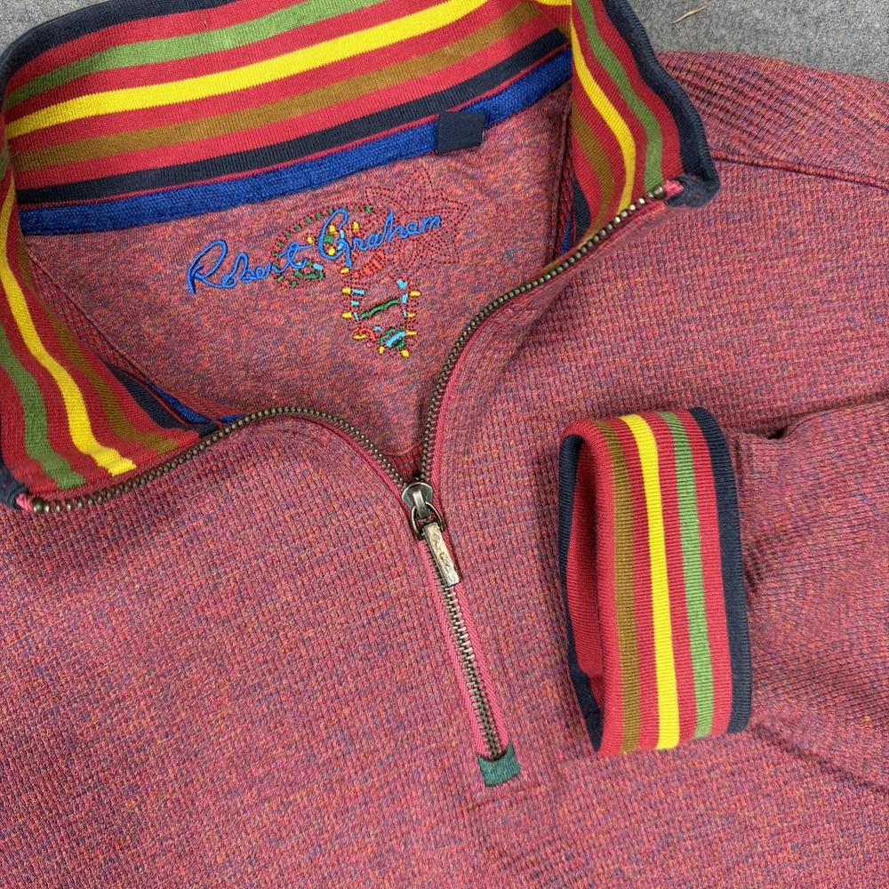 Robert Graham 1/4 Zip Thermal Sweater Mens XL TG Waffle Knit Flipcuff L/S Golf